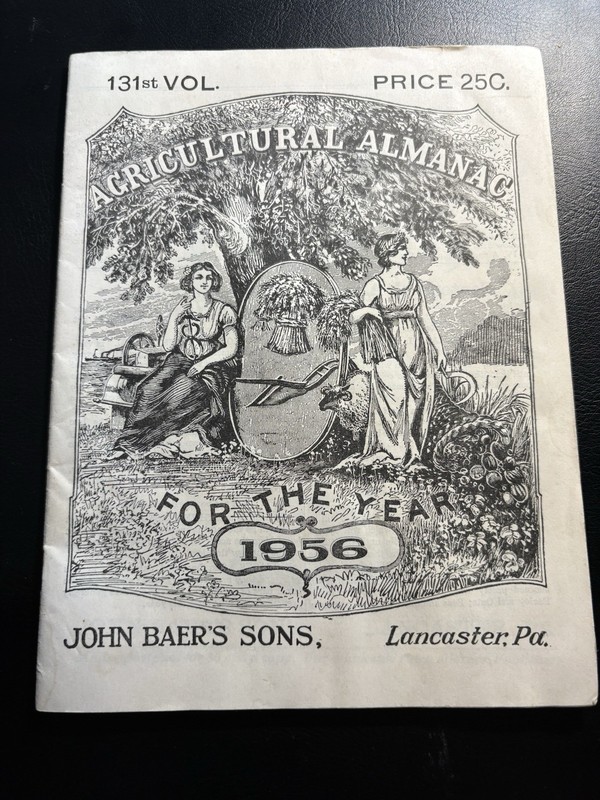 1956 John Baer Sons Agricultural Almanac Lancaster PA Farm Advertising Booklet