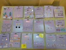 Claire's Fashion Jewelry Earrings Lot of 18 Packages - 88 Pairs Total - All New