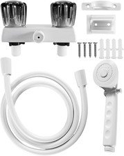 RV Shower Faucet with Hose and Head Kit Fit for 2-Hole 4-Inch Spacing RV Campers