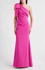 Eliza J Bow Detail One Shoulder Gown Size 12 Formal Evening Wedding Dress $208