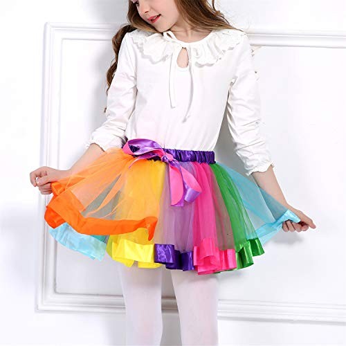 Kleine Mädchen Lagenlook Regenbogen Band Tutu Rock Kleid Ballett Stufen mit 1-3T - Bild 7 von 7