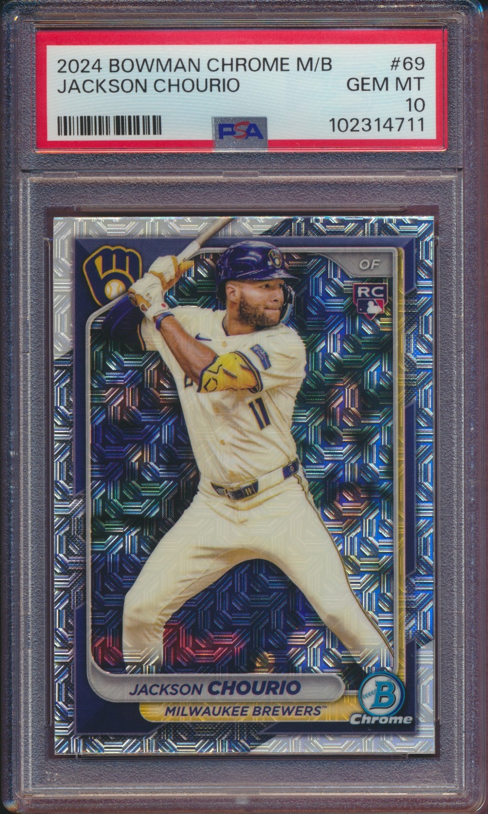 2024 BOWMAN CHROME MEGA BOX #69 JACKSON CHOURIO ROOKIE RC PSA 10