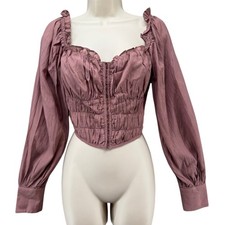 ASTR The Label Amber Top Womens Dusty Rose Smocked Corset Blouse Size S