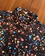 CHUBBIES The Paint Drips Performance Polo Shirt Mens L Splatter Golf Pickleball