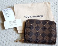 NEW Louis Vuitton DAMIER STUD ZIPPY COIN PURSE N60250 receipt
