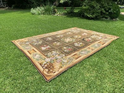 9 x 12 ft Floral Brown Multicolor Rectangle Area Rug for Adults 0.25 in Thick