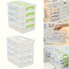 10x6x9" Adjustable Plastic Box Bead Storage 4 Tier Stackable Storage Containers