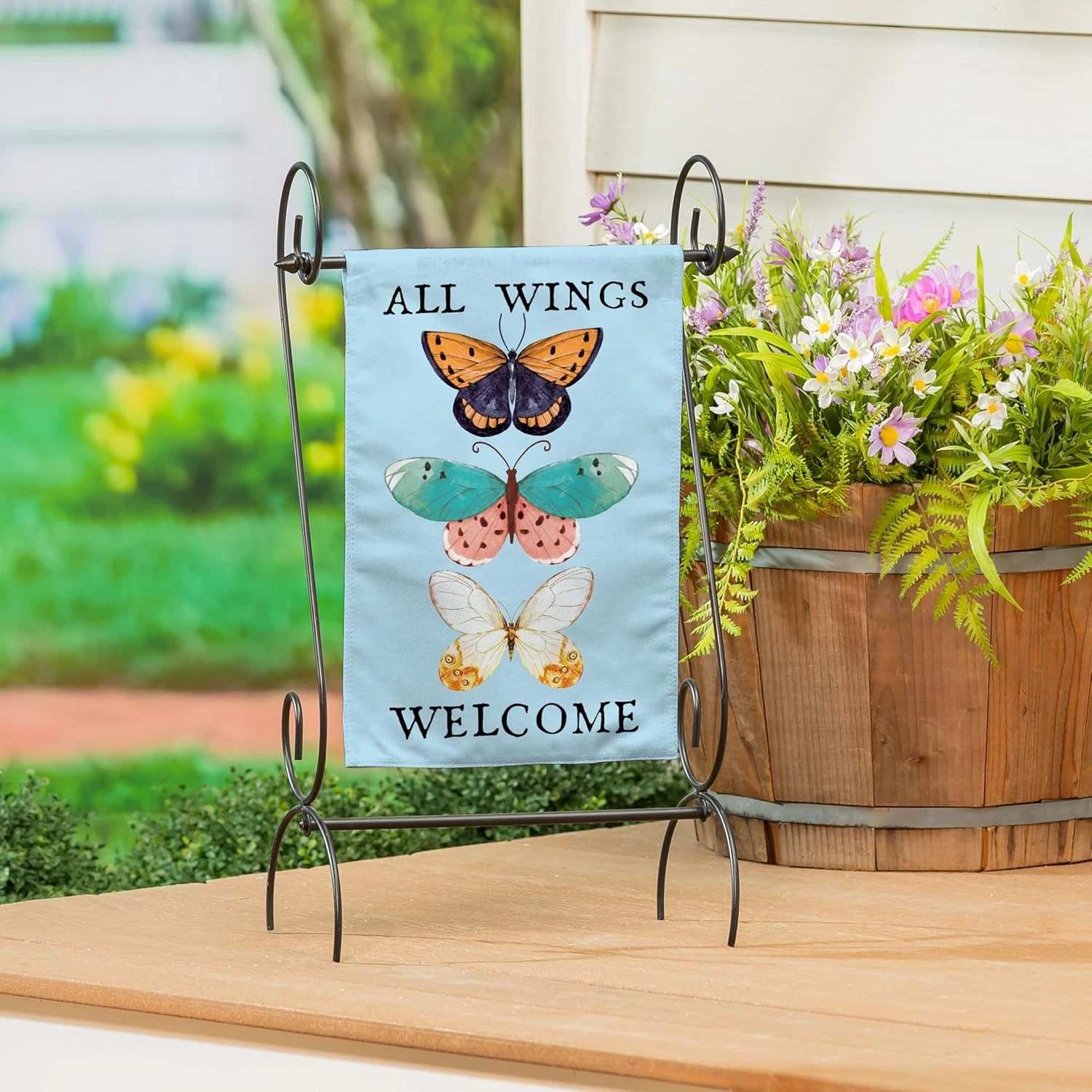 Evergreen Scroll Garden Flag Stand - Thumbnail 4