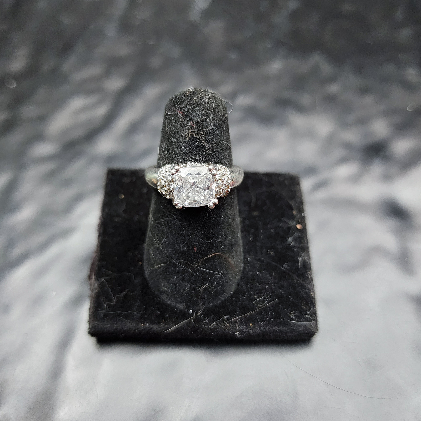 Sterling Silver Meda White CZ Pave Engagement Wedding Ring Size 5 💍✨