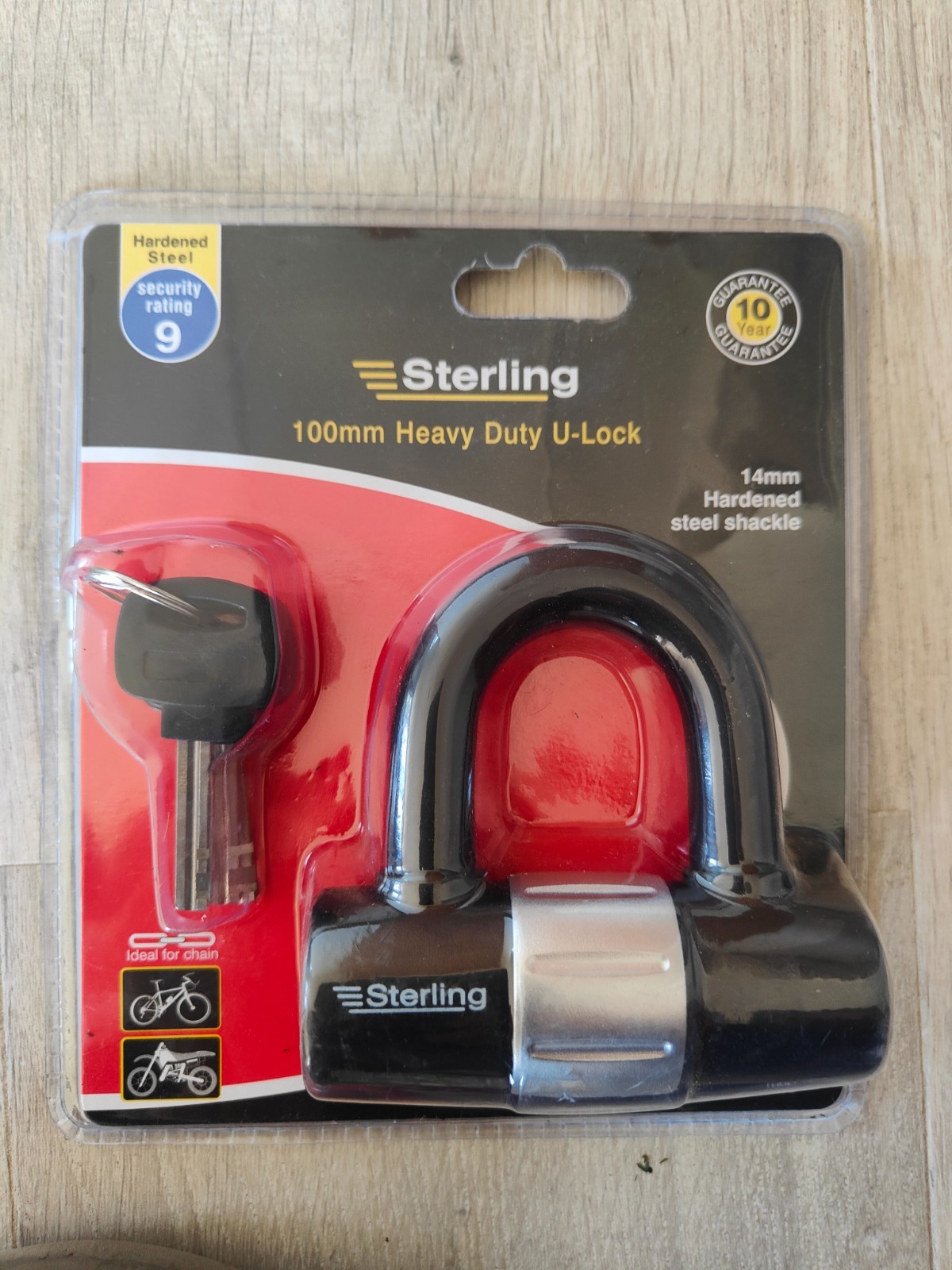 Sterling 100mm x 14mm Heavy Hardened Steel Shackle U Lock - Black