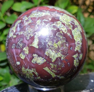 2.5'' Dragon's Blood Stone Jasper Quartz Mineral Crystal Sphere Ball Orb, 385g