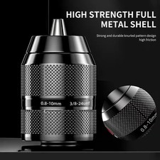 Keyless Drill Chuck Metal Heavy Duty 1/2-20 UNF Threaded 0.8-10mm Capacity Tool