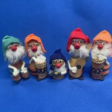 Vintage Kurt S Adler Springhead Nodder Figures Lot Of 5 Wood With Instruments