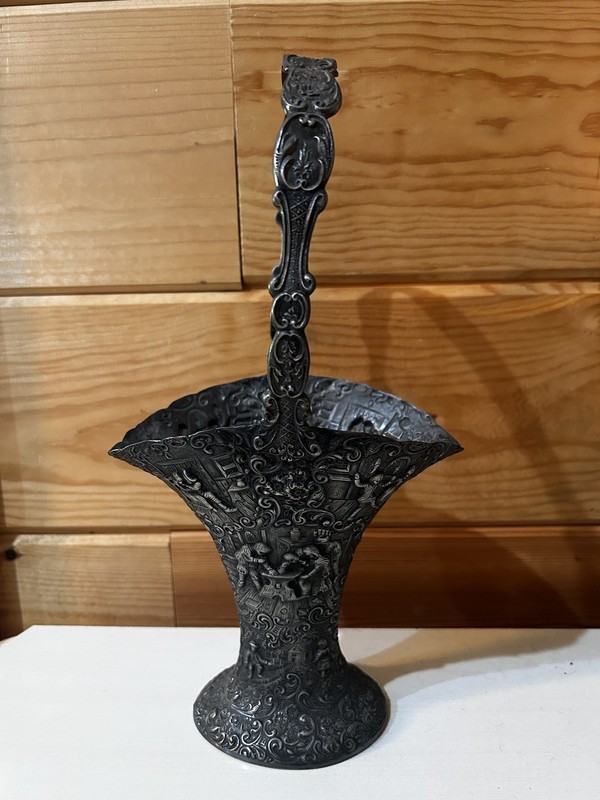 Antique Victorian repoussé silver-plated bride's basket