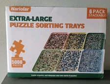 Nariolar 16.9" x 12" Extra-Large Puzzle Sorting Trays Stackable 6 Pack 