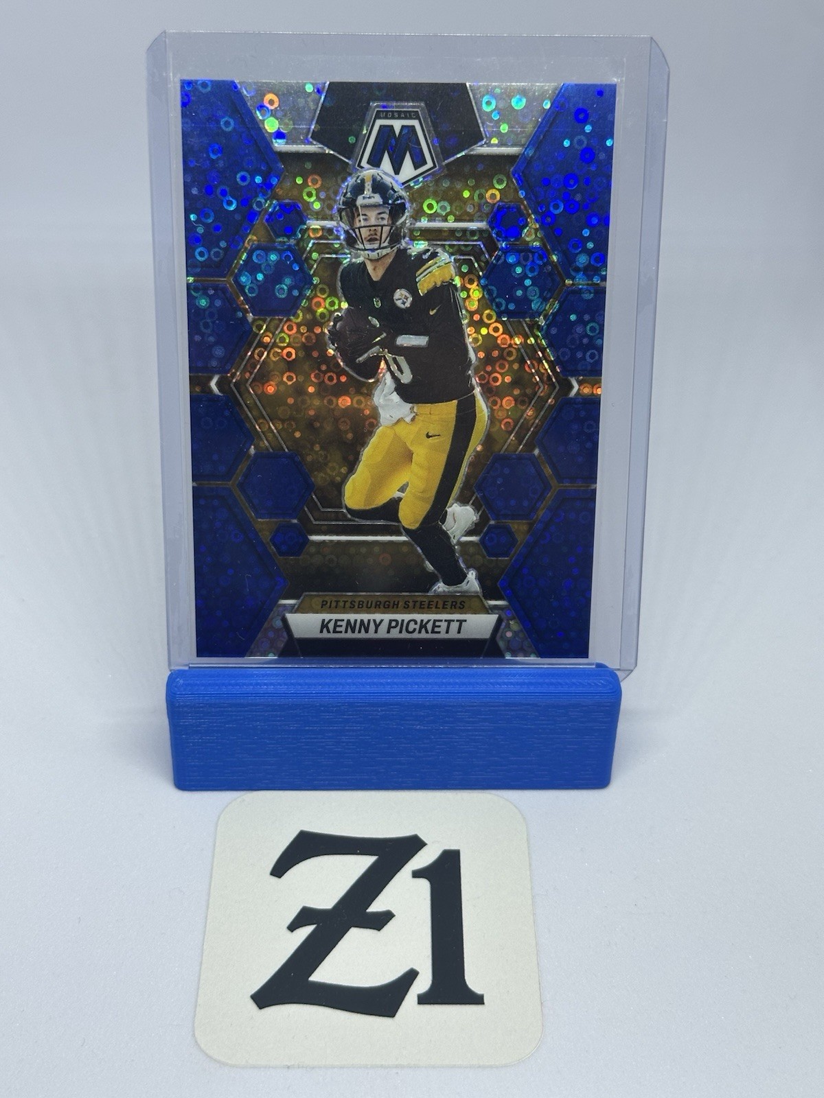 2023 Panini Mosaic - Kenny Pickett #201 No Huddle Blue Mosaic Prizm /75