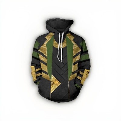 Men s Hoodie Medium Marvel 3D Loki Mischief Lord Sweater Party Cosplay Costume