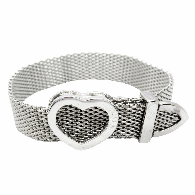 Tiffany & Co Somerset Heart Mesh Bracelet in S925 Silver by Elsa Peretti
