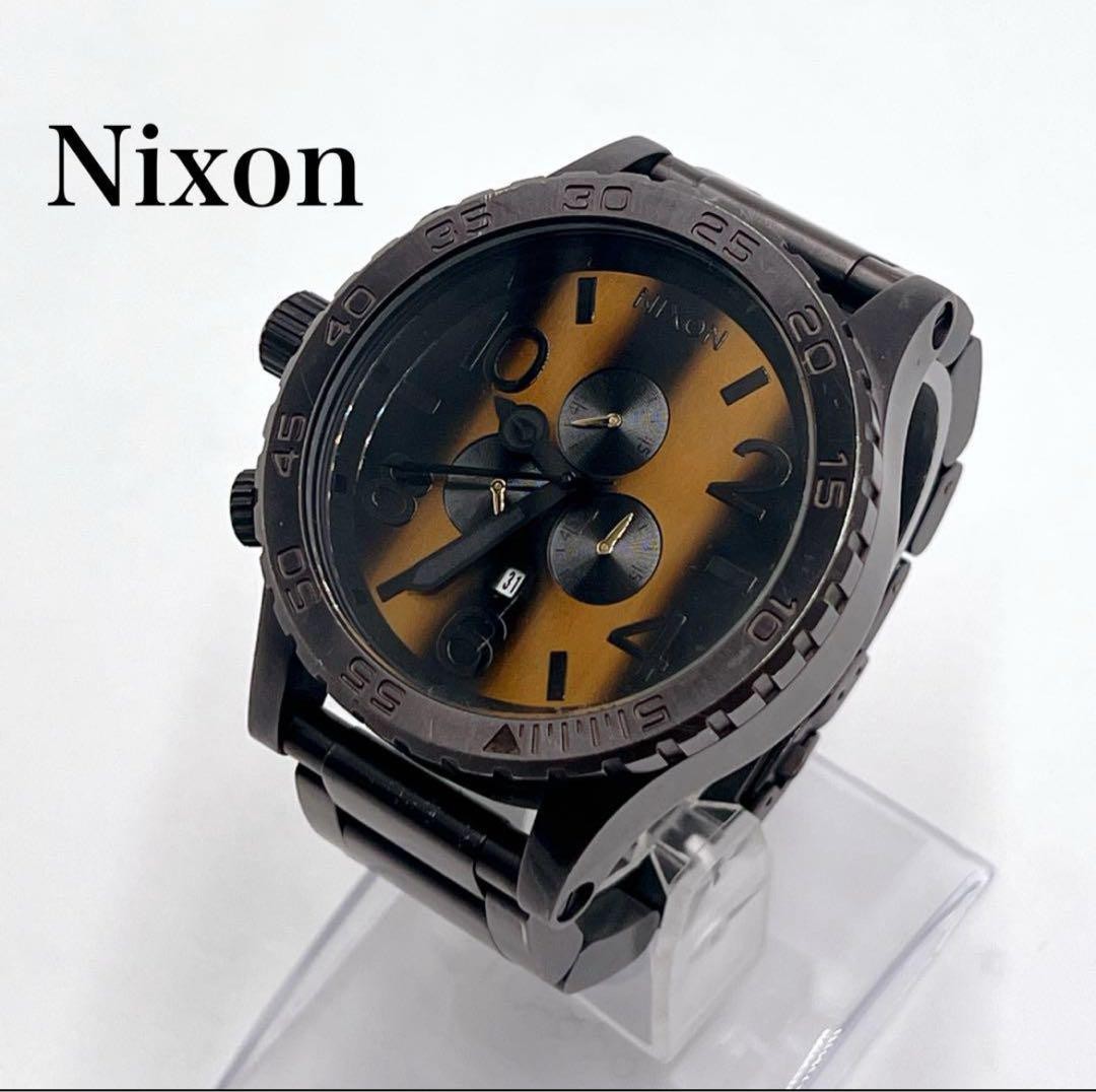 Nixon 51-30 Tiger Eye Chronograph Mens Watch with Leather Strap