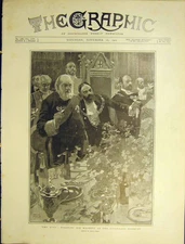 Original Old Antique Print King Guildhall Banquet Royal Craig 1901 Victorian
