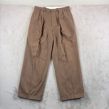 Vintage Polo Ralph Lauren Double Pleated Cuffed Trousers Men 36x34 Fits 34x29