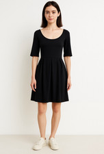 Theory Melody Dress Black Size 2 Party Little Black Dress Ponte Silk Classic