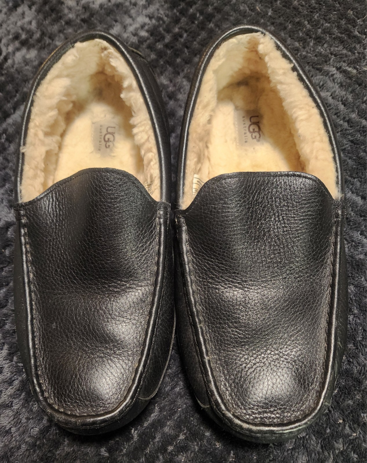 Black Leather Mens 12 Shearling Fur Lined Please Read