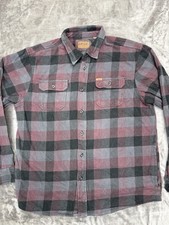 Orvis Shirt Mens XL Red Plaid Big Bear Brushed Flannel Button Shacket Outdoor