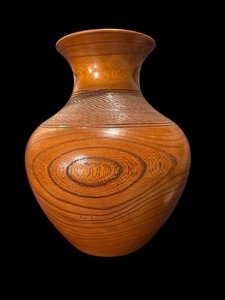 Vintage Yamanaka Lacquerware  Wooden Vase Ishikawa Prefecture Japan Copper Liner