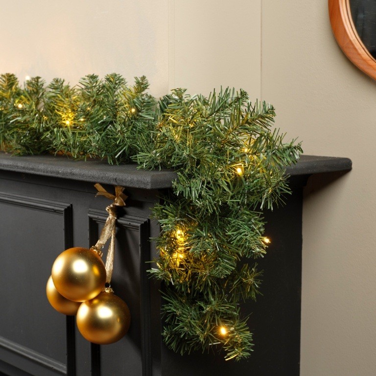 Battery Imperial Pine Christmas Garland - Warm White Lights - 270cm x 25cm - Image 2