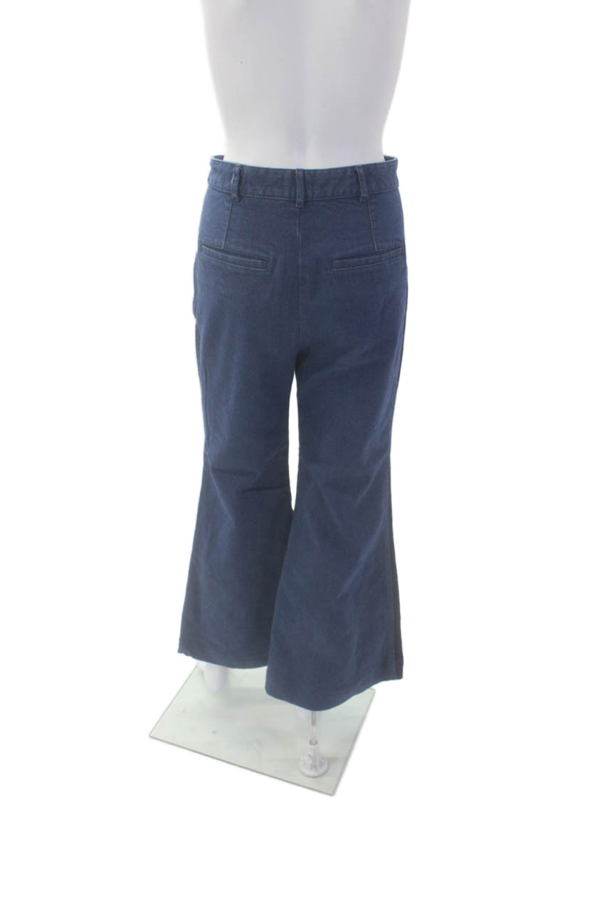 Kate Spade New York Womens Cotton Wide Leg Color Block Jeans Blue Size 27 thumbnail 3