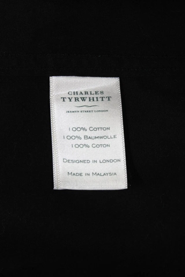 Camisa de vestir Charles Tyrwhitt para hombre de algodón extra ajustada negra lisa talla 16,5 Foto 4 de 4