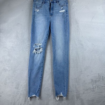 American Eagle Jeans Distressed Skinny Size 6 Regular Light Wash Womens Blue