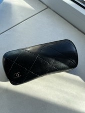 Chanel Black Quilted Leather Eyeglasses Hard Shell Case CC Logo