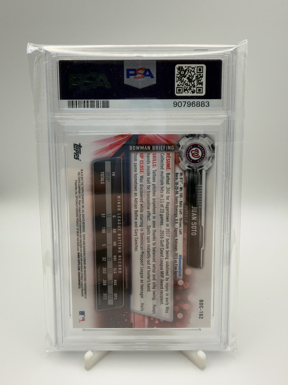 2017 Bowman Draft - Juan Soto Chrome - PSA 10 - RC 🔥 view 2