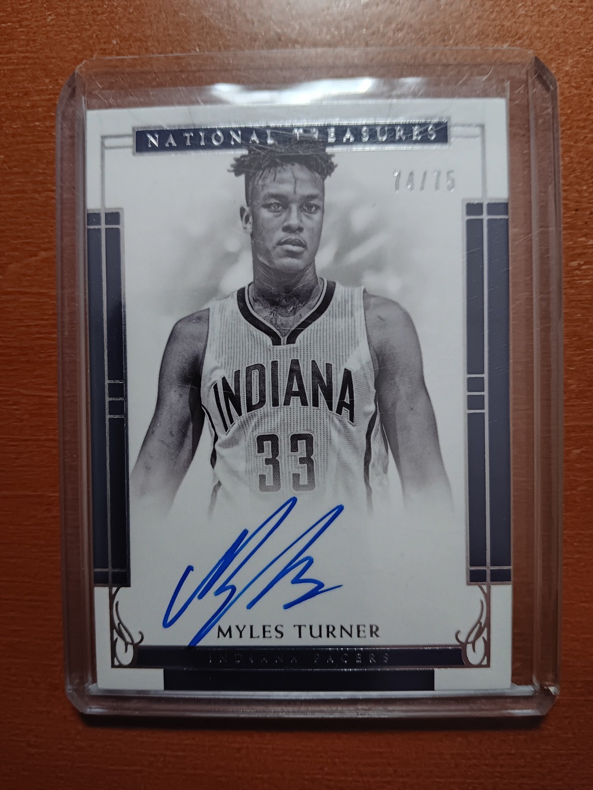 2016-17 Panini National Treasures Myles Turner On-Card Autograph Card #ed 74/75
