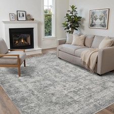 5X7 Area Rugs for Living Room Bedroom, Grey Washable Rug, Neutral Abstract Boho