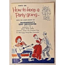 VTG 1950s Esso Gasoline Party Guide Booklet - Retro Ads & Tips