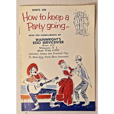 VTG 1950s Esso Gasoline Party Guide Booklet - Retro Ads & Tips
