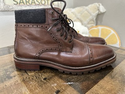 Warfield Grand Potrero Leather Boots Brown Cap Toe Lug Sole Mens 11