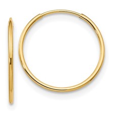 14k Yellow Gold 1mm Hoop Earrings 0.22gm L-14 mm W-14 mm Gift for Mother