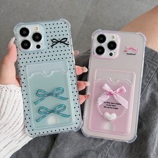 Bowknot Card Pocket Case For iPhone Samsung Honor Shockproof Wallet Phone Cover
