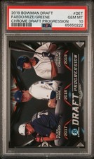 2019 Bowman Draft Chrome Draft Progression #DET Faedo/Mize/Greene-PSA 10