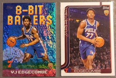 Topps VJ Edgecombe ROOKIE DIAMOND REFRACTOR HOLO SP #8B-33 + (RC) Base Card #203