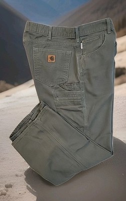 Carhartt B159 DMS Loose Fit Canvas Carpenter Pants 36x30 Dark Moss