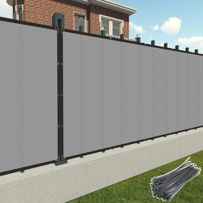 5ft Tall Privacy Fence Screen Windscreen Gray Shade Cover 240GSM Fabric Tarp