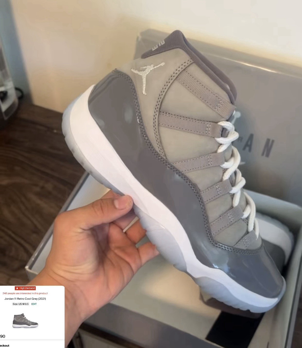 SAOLA Jordan 11 Cool Grey taglia 8 5 leggermente