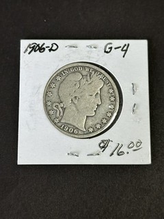 1906 D Barber Half Dollar Coin 50 Cent Silver Coin