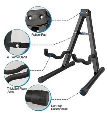 DkOvn 1 Pack Guitar Stand, A-Frame Folding Stand with Non-Slip Black Model A