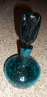 Blenko Glass Turquoise Decanter Crackle Glass